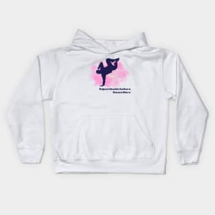 Reject Hustle Culture - Dance More (Pink/Male Silhouette) Kids Hoodie